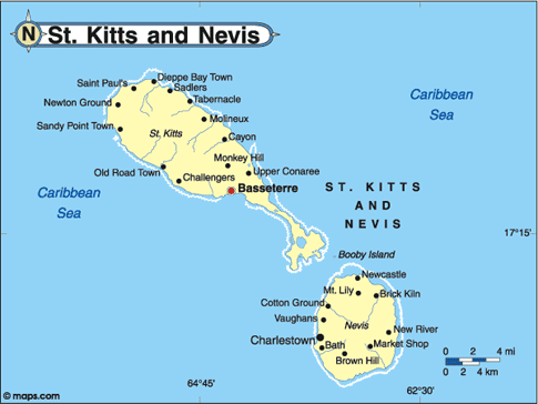 Saint Kitts & Nevis Map